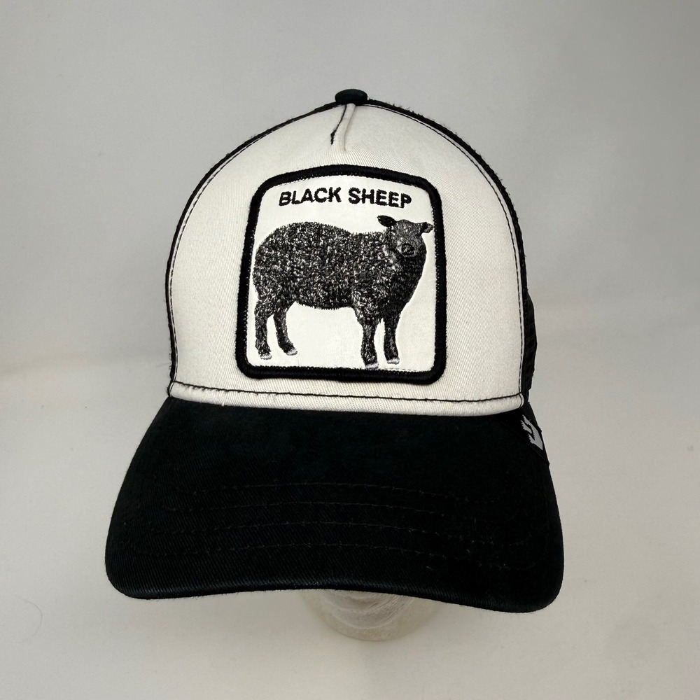 Goorin Bros The Farm Black Sheep Trucker Hat White Black Snapback Mesh Cap OSFM